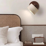 Minimalist Travertine Wood Cylinder Wall Sconce LED 1-light Lasson Living