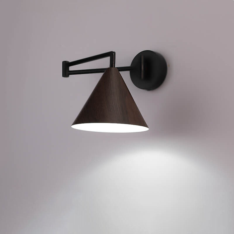 Nordic Wood Cone 1-Light Swing Arm Wall Sconce Lasson Living