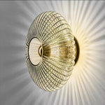 Nordic Vintage Ribbed Glass Round LED Wall Sconce | 1-Light Lasson Living