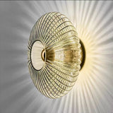Nordic Vintage Ribbed Glass Round LED Wall Sconce | 1-Light Lasson Living