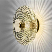 Nordic Vintage Ribbed Glass Round LED Wall Sconce | 1-Light Lasson Living