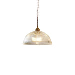 Modern Ribbed Clear Glass Dome Pendant Light | 1-Light Lasson Living