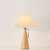 Japanese Minimalist Wooden Pleated Fabric LED Table Lamp 1-Light Lasson Living