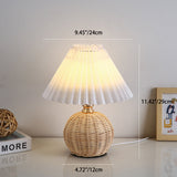 Nordic Rattan Pleated Fabric Conic LED Table Lamp 1-Light Lasson Living
