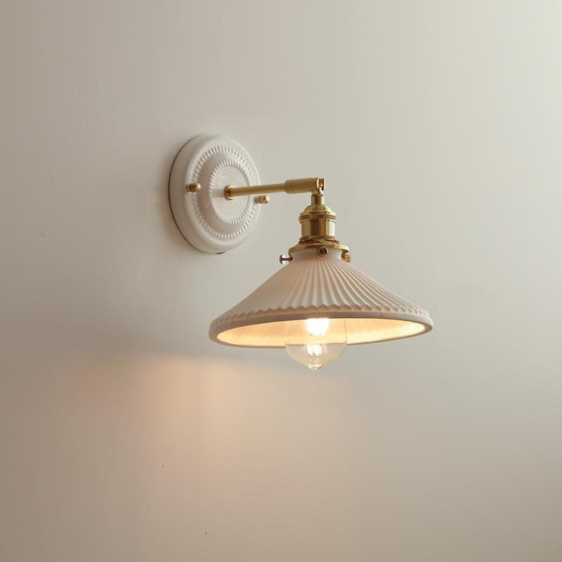 Vintage Japanese Ceramic Brass 1-Light Wall Light Lasson Living