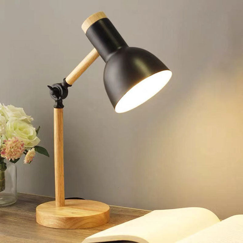 Nordic Wood Base Semi-Circular Table Lamp 1-Light Lasson Living