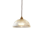 Modern Ribbed Clear Glass Dome Pendant Light | 1-Light Lasson Living