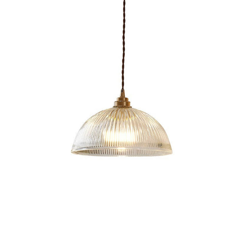 Modern Ribbed Clear Glass Dome Pendant Light | 1-Light Lasson Living