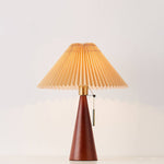 Japanese Minimalist Wooden Pleated Fabric LED Table Lamp 1-Light Lasson Living