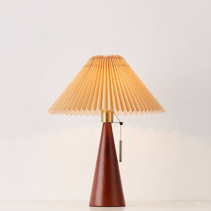 Japanese Minimalist Wooden Pleated Fabric LED Table Lamp 1-Light Lasson Living