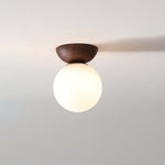 Nordic Wood Glass Globe 1-Light Ceiling Light Lasson Living