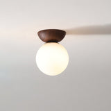 Nordic Wood Glass Globe 1-Light Ceiling Light Lasson Living
