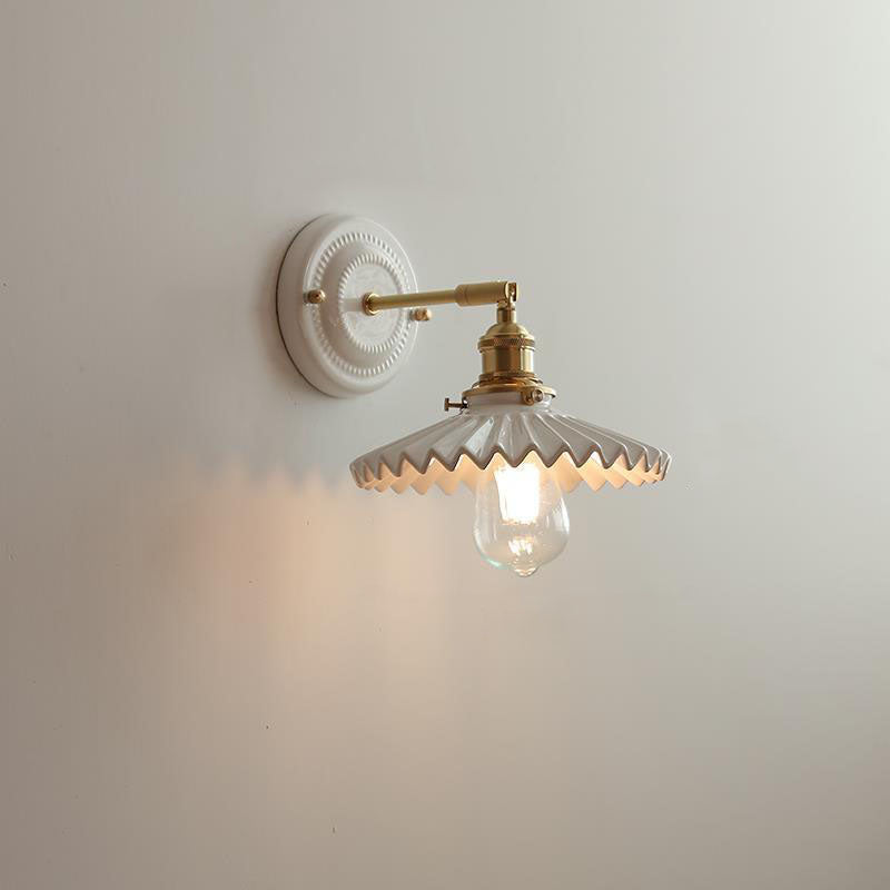 Vintage Japanese Ceramic Brass 1-Light Wall Light Lasson Living