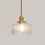 Japanese Brass Glass 1-Light Round Pendant Light Lasson Living