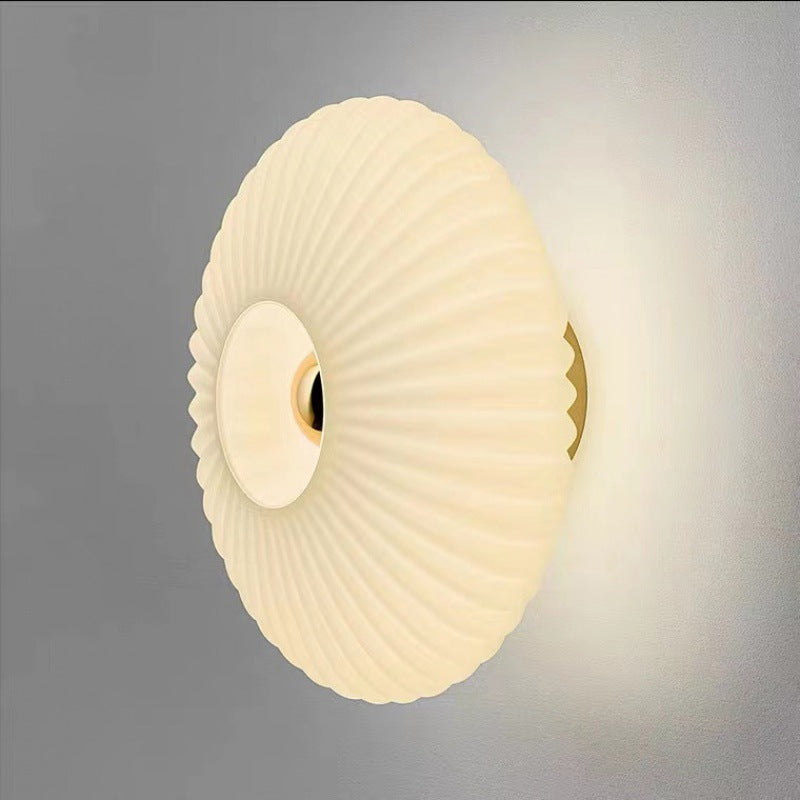 Nordic Vintage Ribbed Glass Round LED Wall Sconce | 1-Light Lasson Living