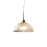 Modern Ribbed Clear Glass Dome Pendant Light | 1-Light Lasson Living