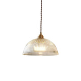 Modern Ribbed Clear Glass Dome Pendant Light | 1-Light Lasson Living