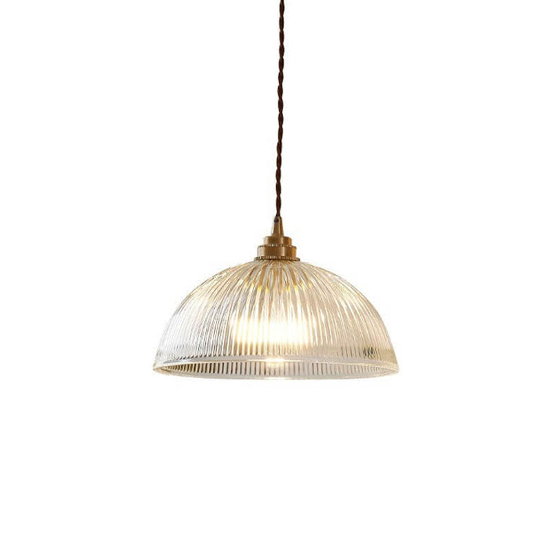 Modern Ribbed Clear Glass Dome Pendant Light | 1-Light Lasson Living