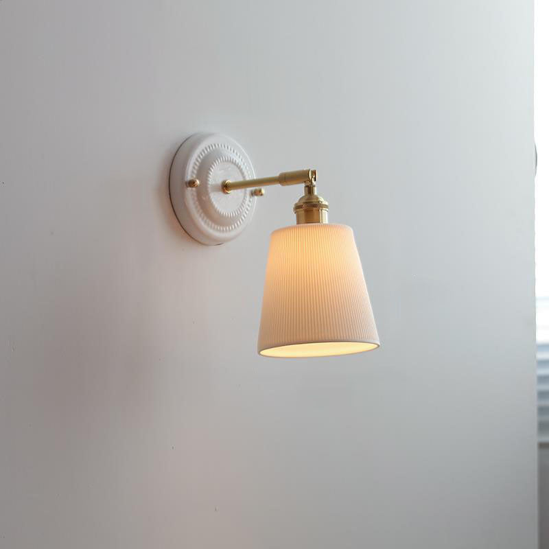 Vintage Japanese Ceramic Brass 1-Light Wall Light Lasson Living