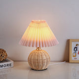 Nordic Rattan Pleated Fabric Conic LED Table Lamp 1-Light Lasson Living