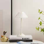 Scandinavian Brass Pleated Fabric Cone Table Light | 1-Light Lasson Living