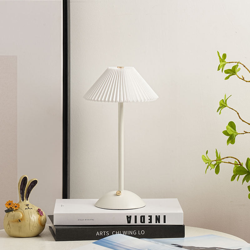 Scandinavian Brass Pleated Fabric Cone Table Light | 1-Light Lasson Living