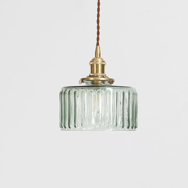 Japanese Brass Glass 1-Light Round Pendant Light Lasson Living