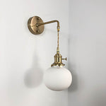 Japanese Brass Pleated Glass Wall Light | 1-Light Lasson Living