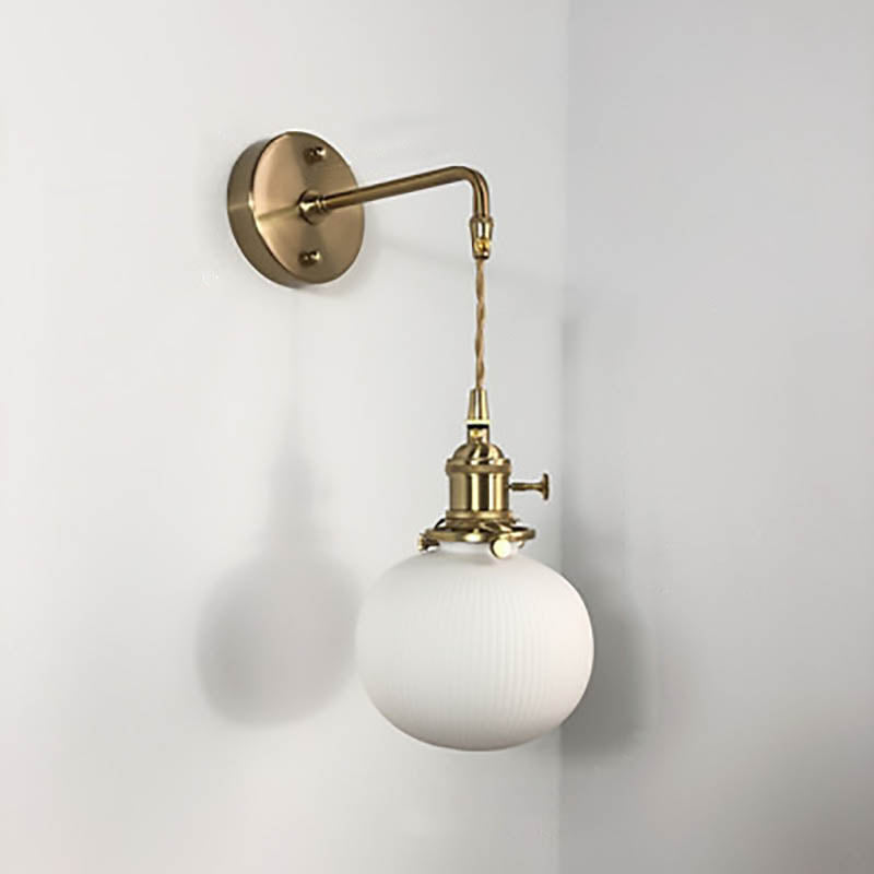 Japanese Brass Pleated Glass Wall Light | 1-Light Lasson Living
