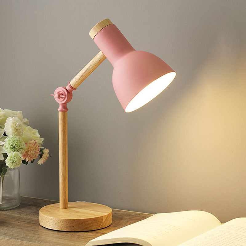 Nordic Wood Base Semi-Circular Table Lamp 1-Light Lasson Living