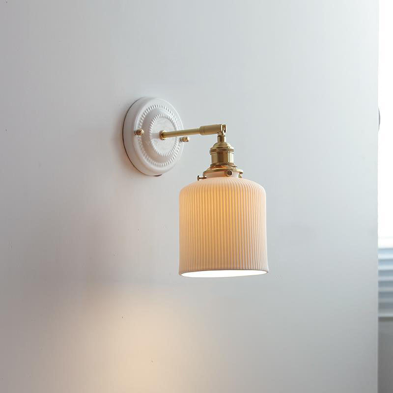 Vintage Japanese Ceramic Brass 1-Light Wall Light Lasson Living