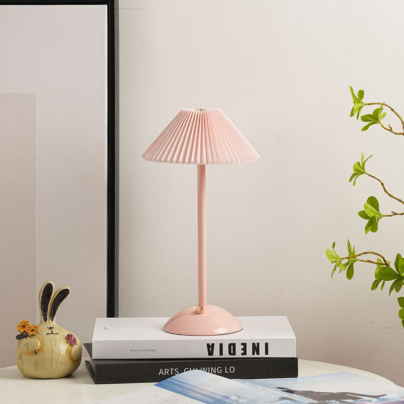 Scandinavian Brass Pleated Fabric Cone Table Light | 1-Light Lasson Living