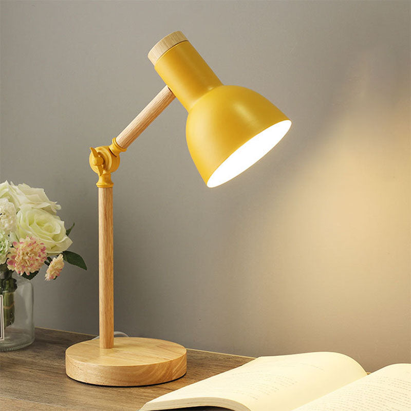 Nordic Wood Base Semi-Circular Table Lamp 1-Light Lasson Living