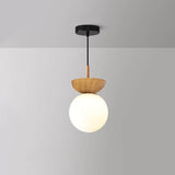 Nordic Wood Glass Globe 1-Light Ceiling Light Lasson Living