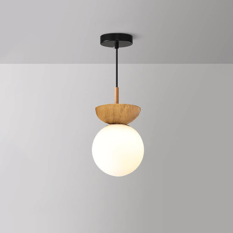 Nordic Wood Glass Globe 1-Light Ceiling Light Lasson Living
