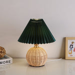 Nordic Rattan Pleated Fabric Conic LED Table Lamp 1-Light Lasson Living