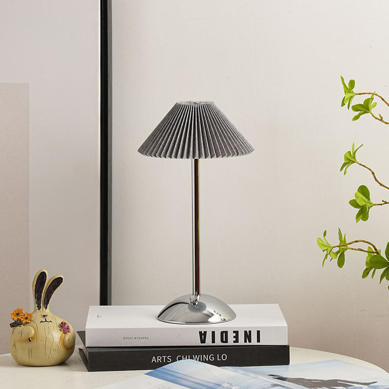 Scandinavian Brass Pleated Fabric Cone Table Light | 1-Light Lasson Living