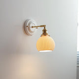 Vintage Japanese Ceramic Brass 1-Light Wall Light Lasson Living
