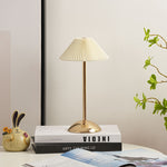 Scandinavian Brass Pleated Fabric Cone Table Light | 1-Light Lasson Living