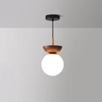 Nordic Wood Glass Globe 1-Light Ceiling Light Lasson Living