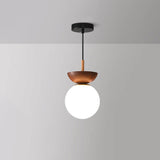 Nordic Wood Glass Globe 1-Light Ceiling Light Lasson Living