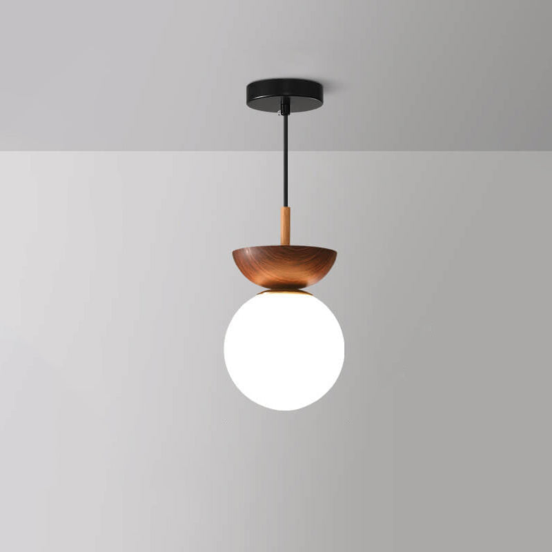 Nordic Wood Glass Globe 1-Light Ceiling Light Lasson Living
