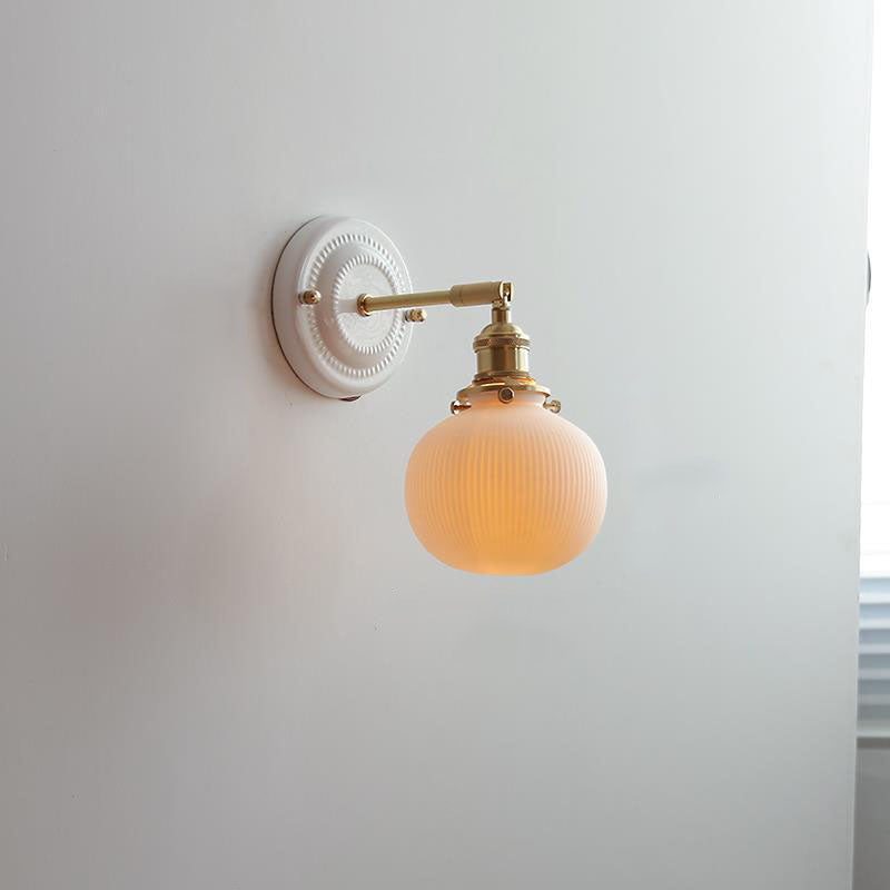 Vintage Japanese Ceramic Brass 1-Light Wall Light Lasson Living