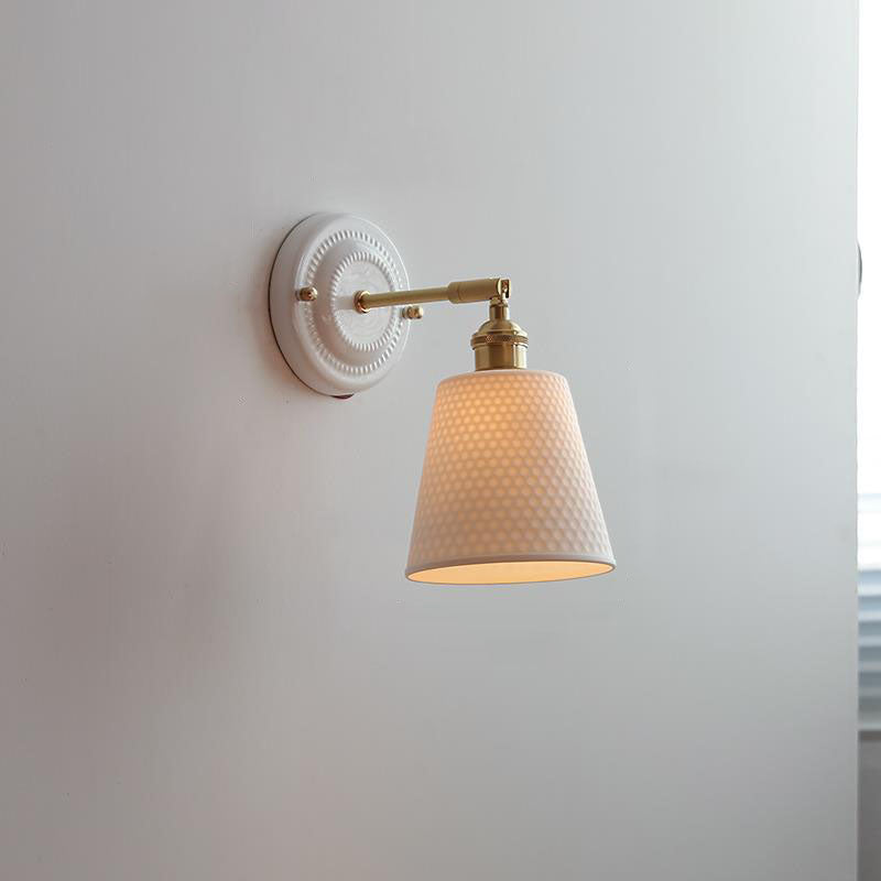 Vintage Japanese Ceramic Brass 1-Light Wall Light Lasson Living