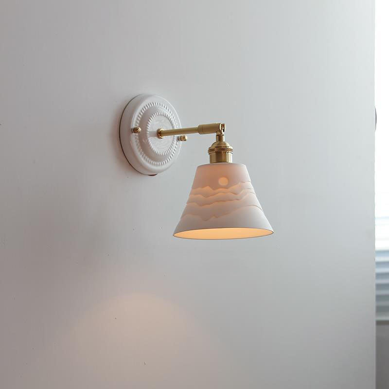 Vintage Japanese Ceramic Brass 1-Light Wall Light Lasson Living