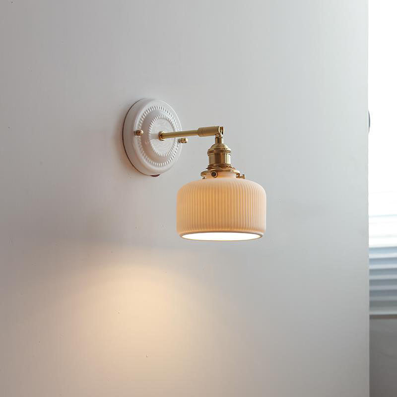 Vintage Japanese Ceramic Brass 1-Light Wall Light Lasson Living