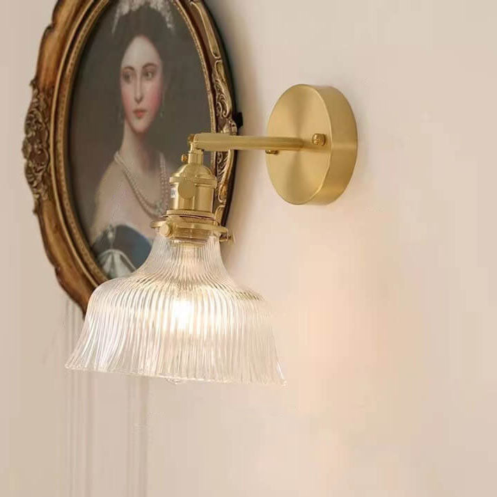 Nordic Brass & Green Glass Flower Wall Light | 1-Light Lasson Living
