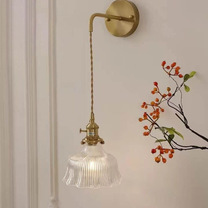 Nordic Brass & Green Glass Flower Wall Light | 1-Light Lasson Living