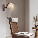 Minimalist Travertine Wood Cylinder Wall Sconce LED 1-light Lasson Living
