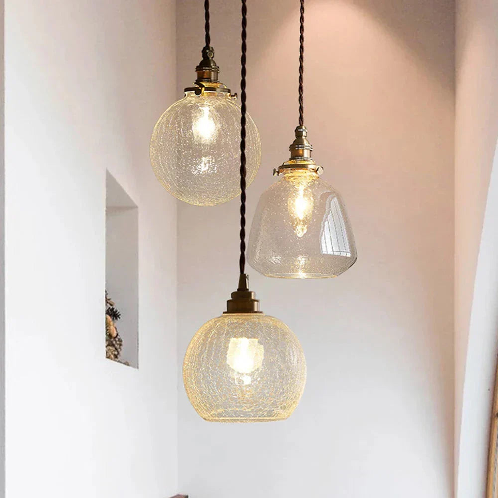 Vintage Copper Glass Globe Pendant Light 1-Light Lasson Living